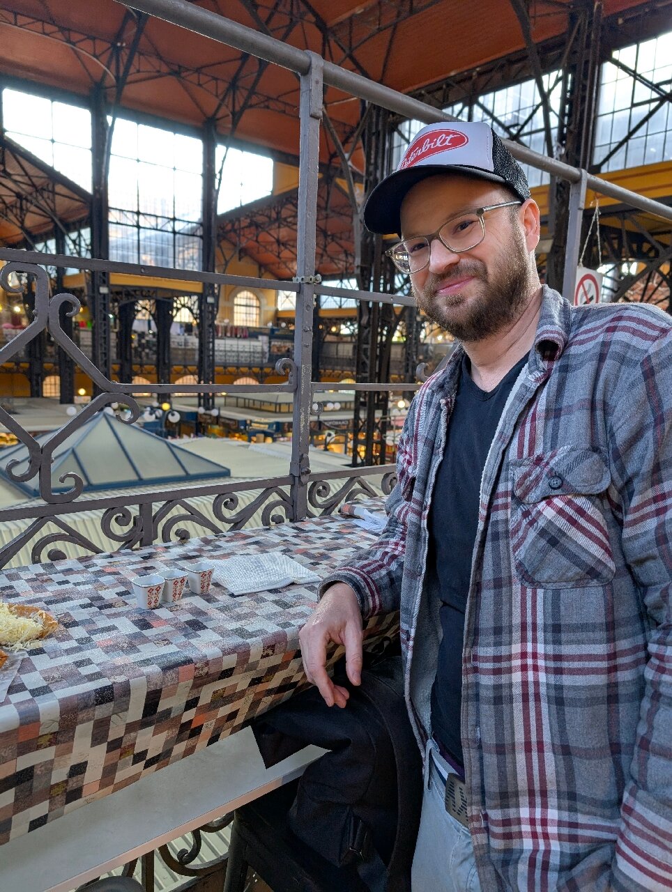 Andrew at the Great Market Hall Budapest